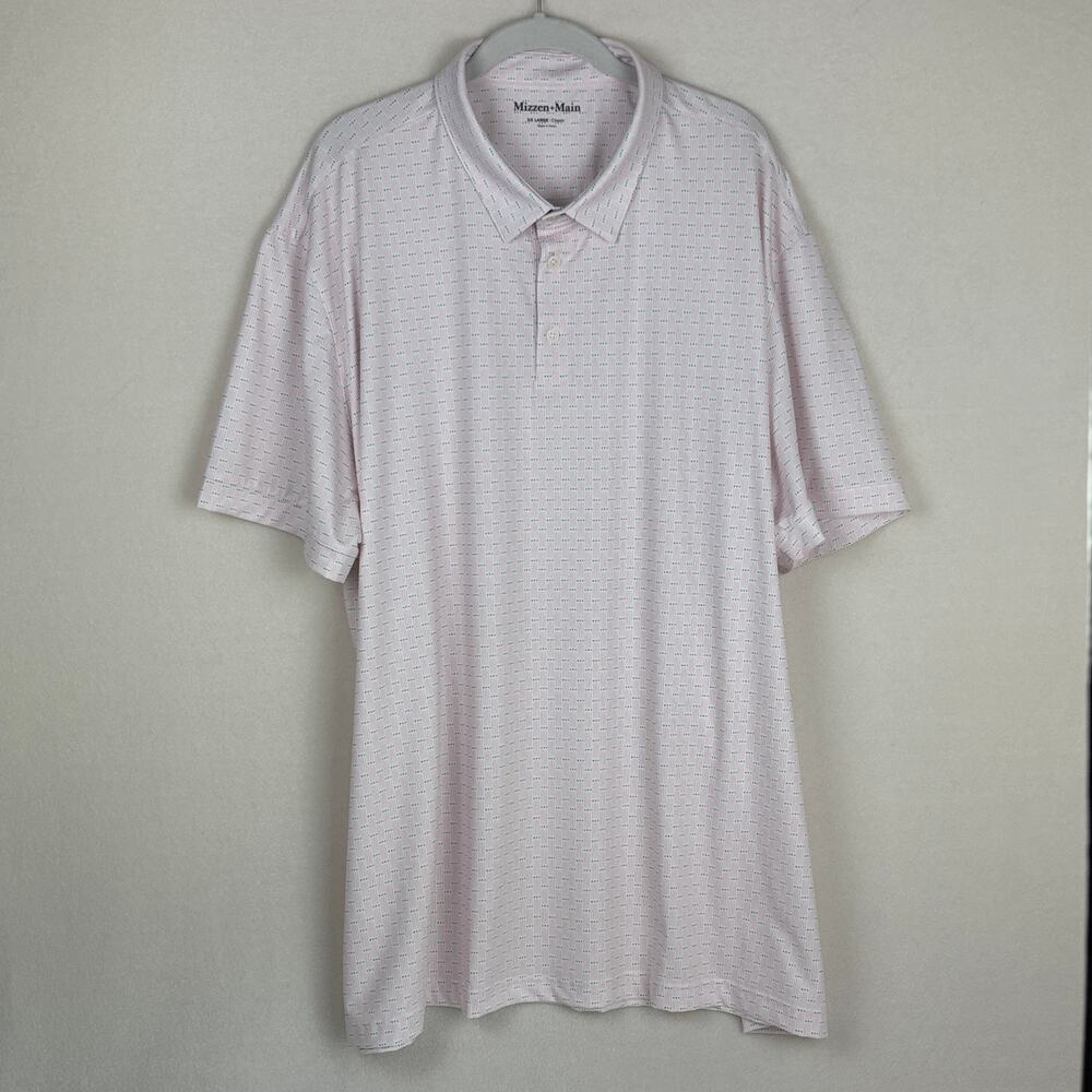 Mizzen+Main XX Large Classic Performance Golf Polo, Short Sleeve 3 Button Pink